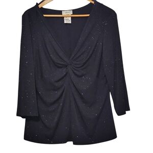 Laura Elegant Black Sparkly Top XL